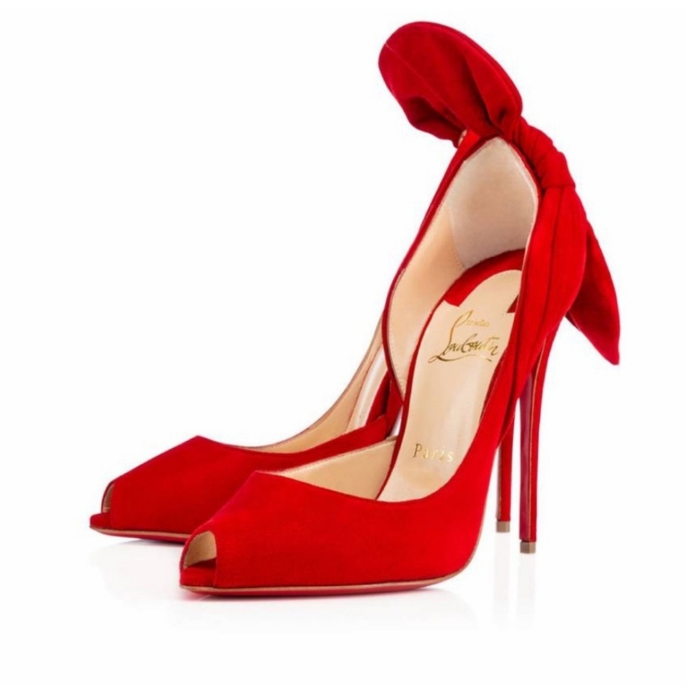 Barbara Suede Bow-Back Pumps